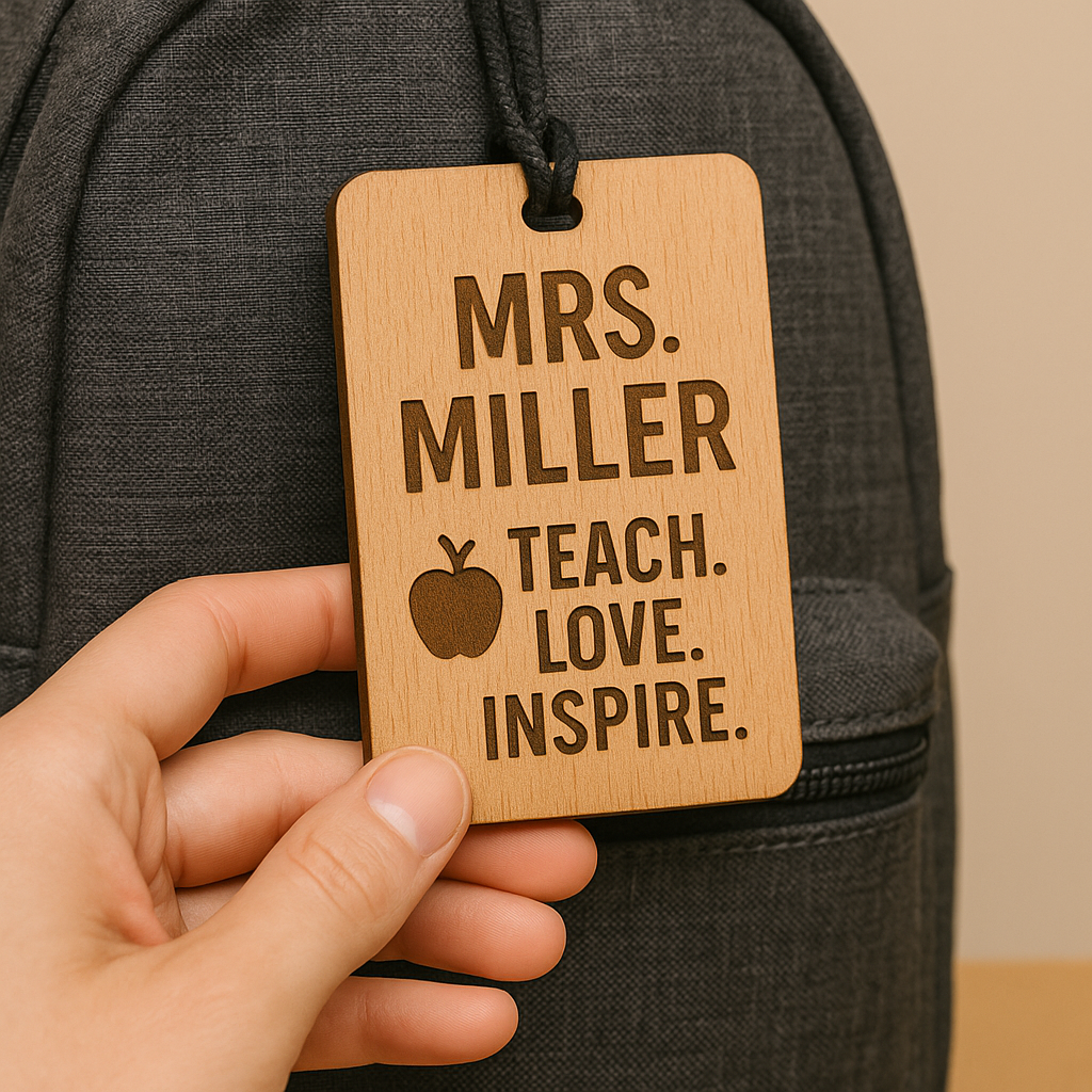 Personalized Wooden Backpack Tag for Kids