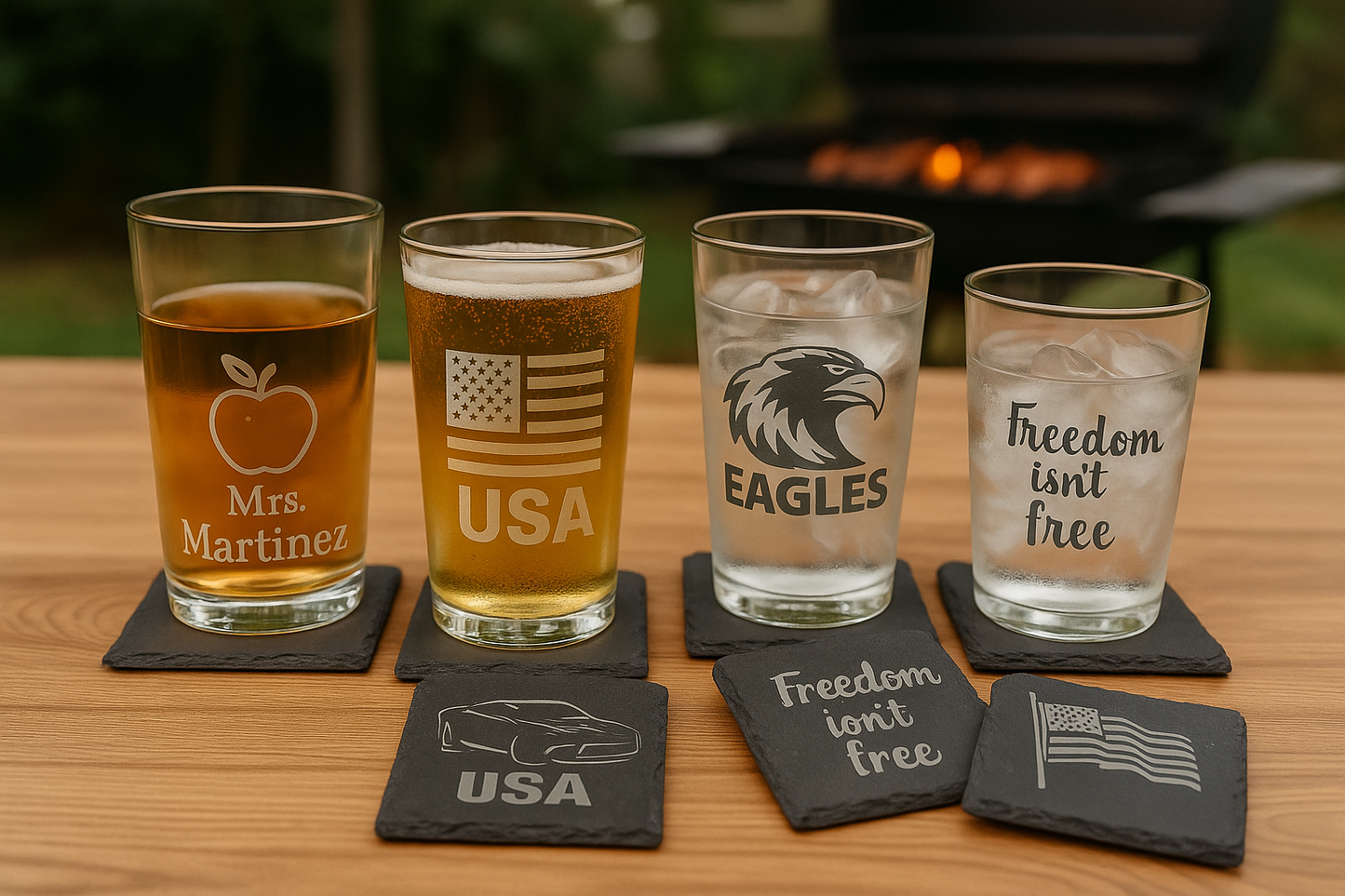 Engraved Monogram Slate Coasters