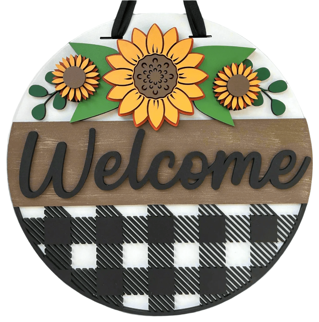 Spring Welcome Plaid Sunflower Eduardo Pico Designs