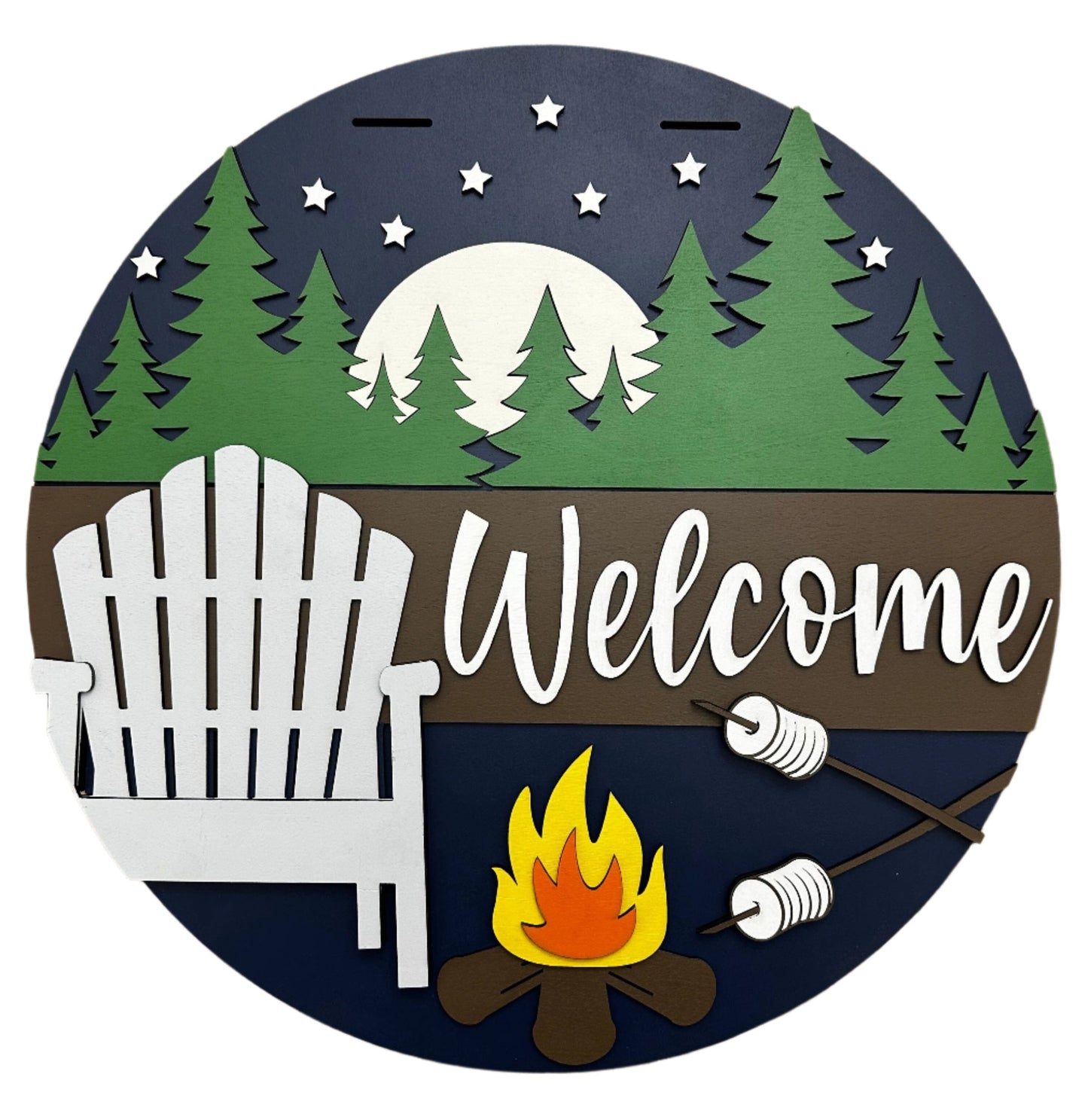 Starry Nights Campfire Door Hanger Handcrafted Finished Door Hanger Eduardo Pico Designs