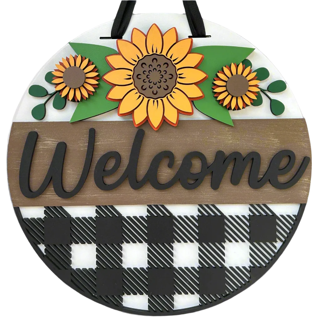 Spring Welcome Plaid Sunflower