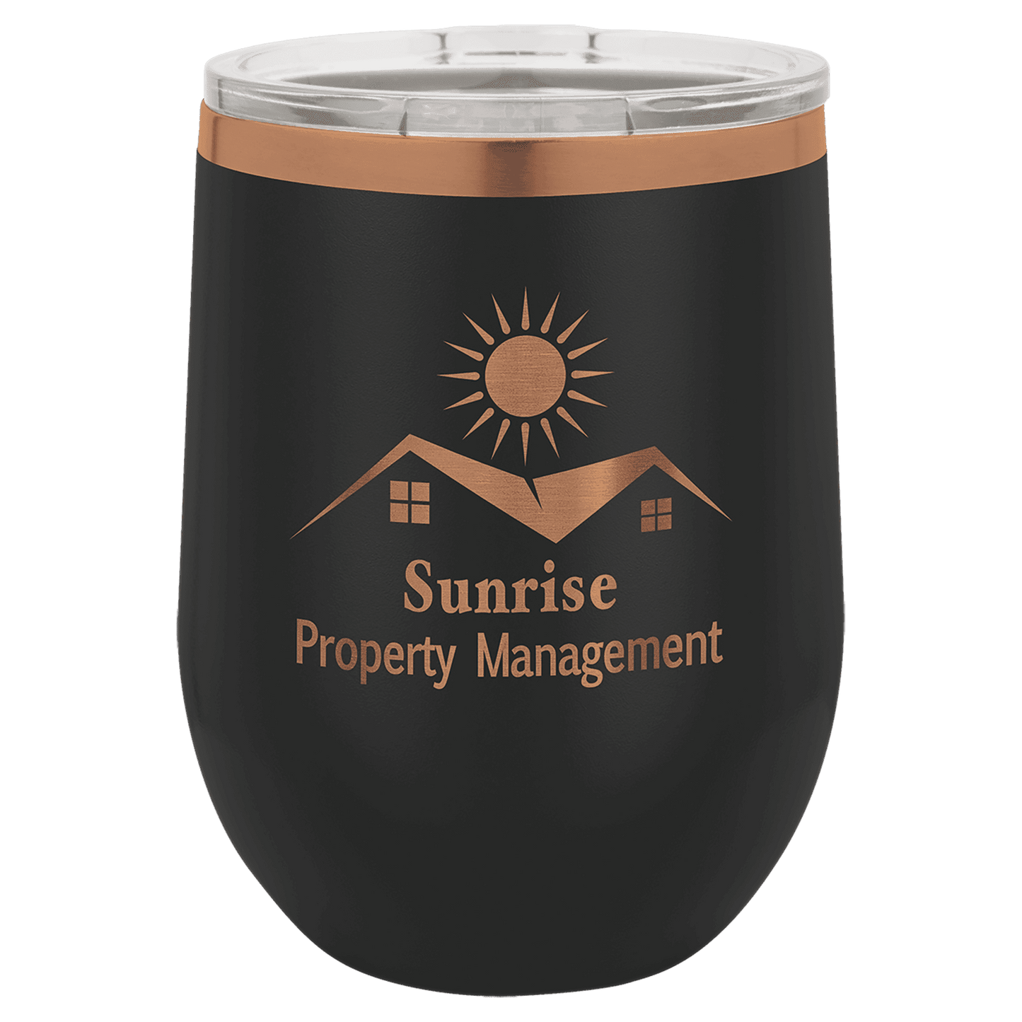 12 oz. Black/Rose Gold ION-Plated Stemless Wine Tumbler Eduardo Pico Designs 
