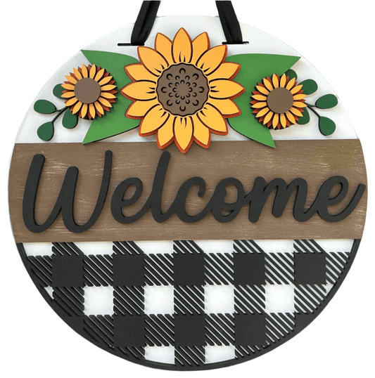Spring Welcome Plaid Sunflower Eduardo Pico Designs 