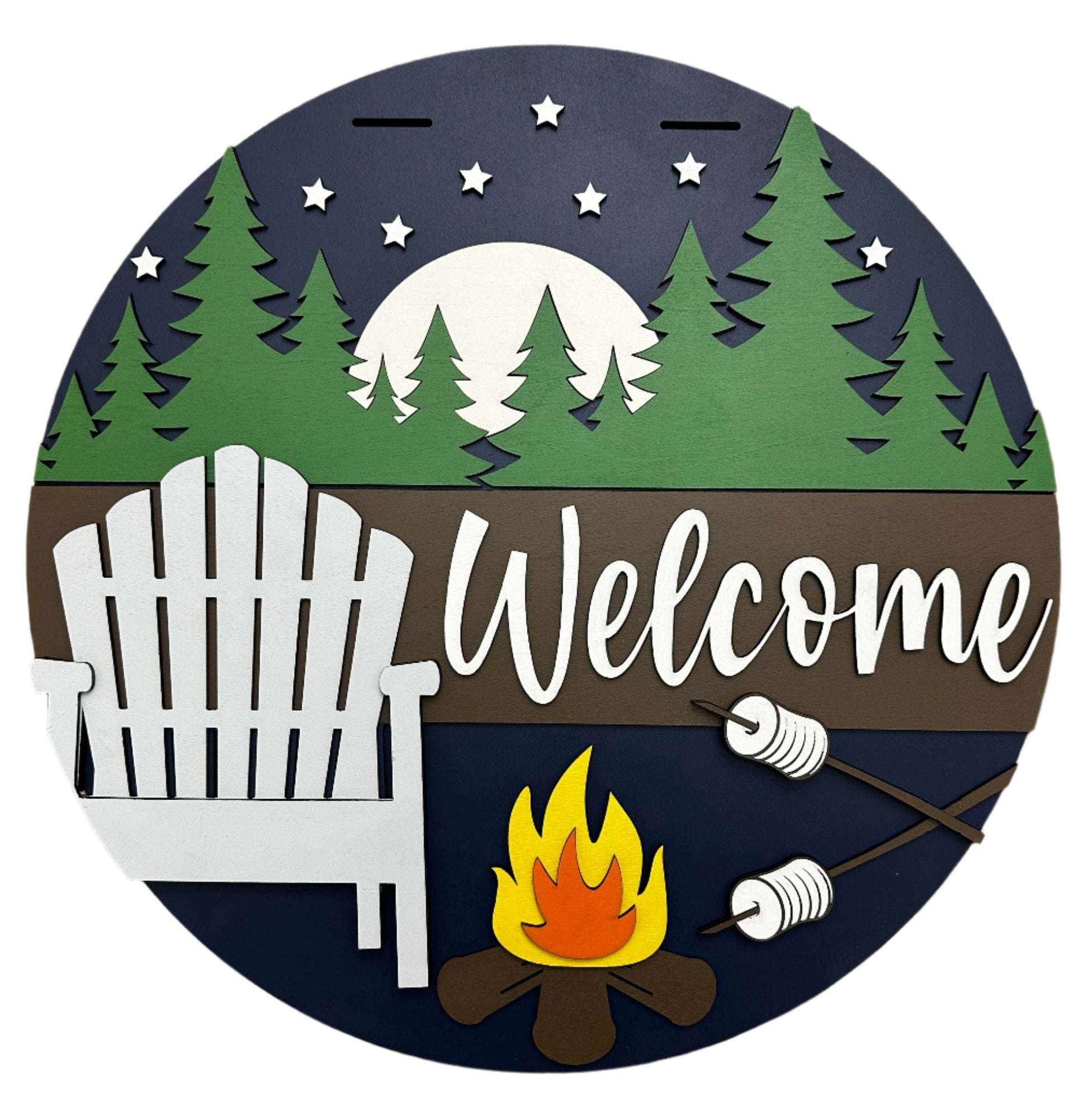 Starry Nights Campfire Door Hanger Handcrafted Finished Door Hanger Eduardo Pico Designs 