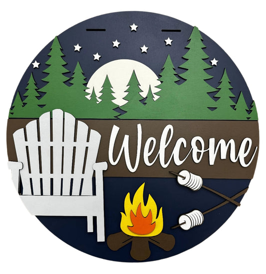 Starry Nights Campfire Door Hanger Handcrafted Finished Door Hanger Eduardo Pico Designs 