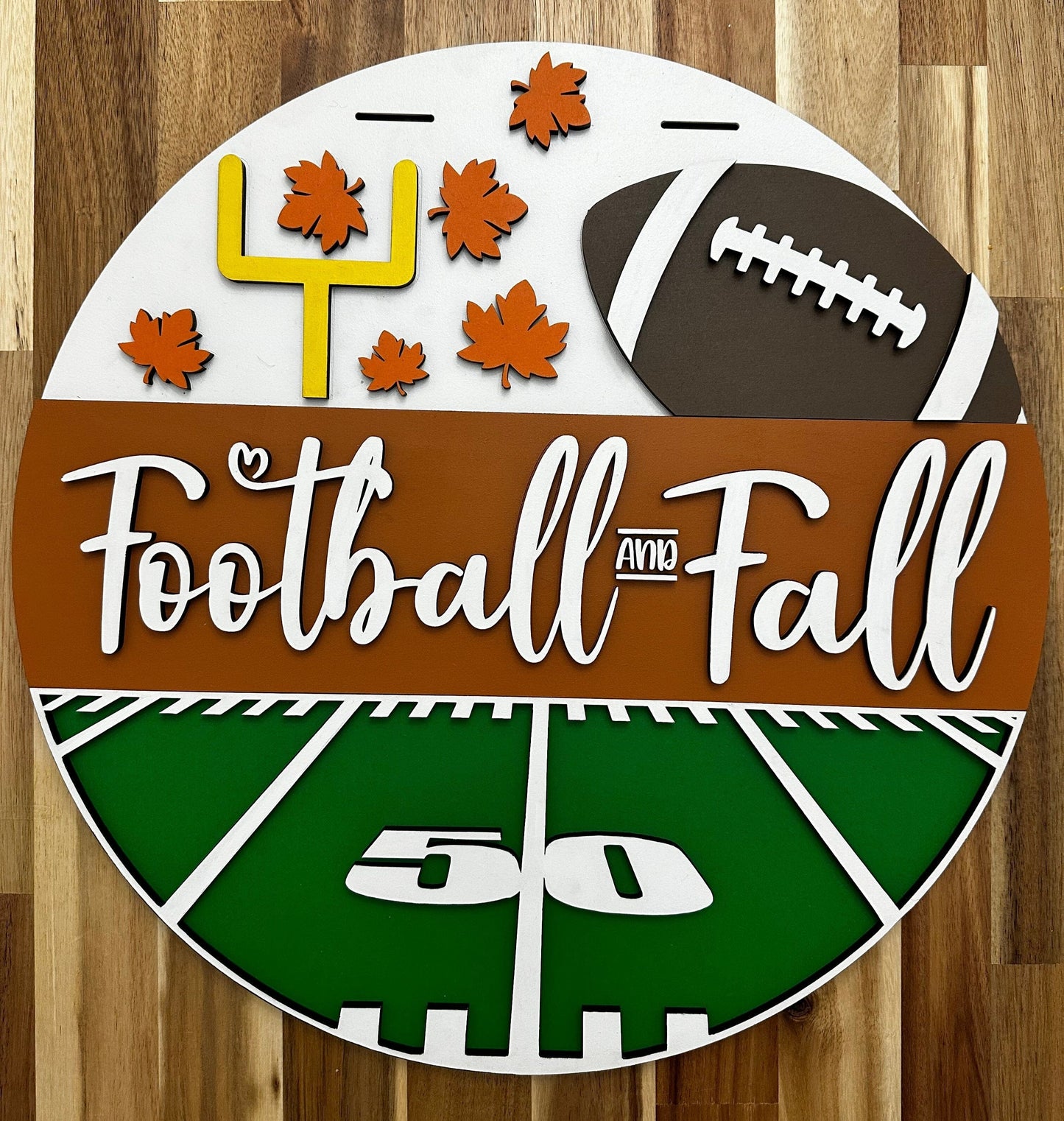 Welcome Football 50 Yard Line Door Hanger Handcrafted Finished Door Hanger Eduardo Pico Designs 